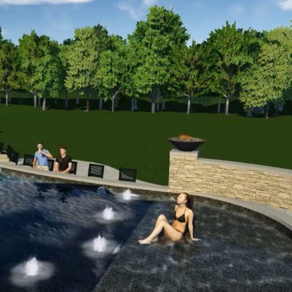 Water Feature with Tanning Ledge